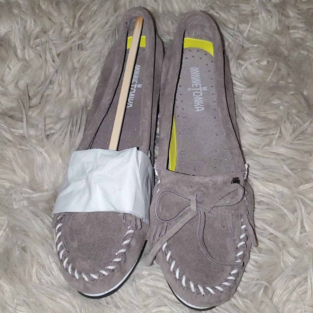 Grey Minnetonka Mocassins